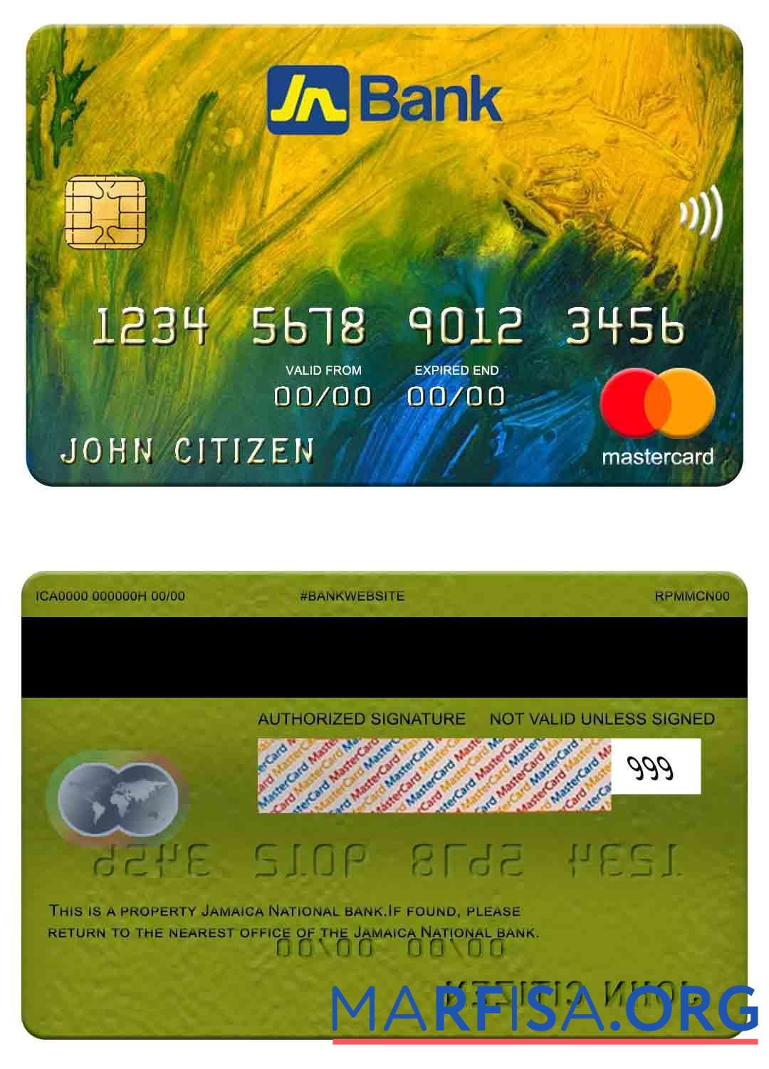 Downloadable Jamaica National Bank mastercard template